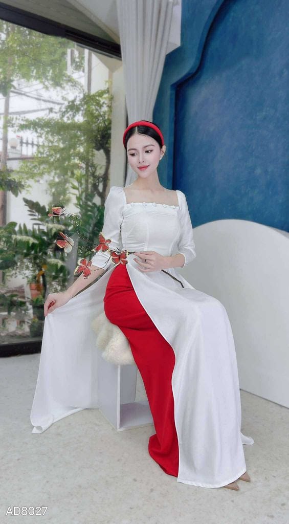 Áo Dài Lư Lưới Cúc Bọc AD9001.8027 (áo lẻ)