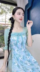 Áo Dài Màu Nước Nơ Nhung AD1656 (áo lẻ)