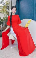 Áo Dài 4 Tà Lụa Tăm Tay Lông Vũ AD9003.1673 (áo lẻ)