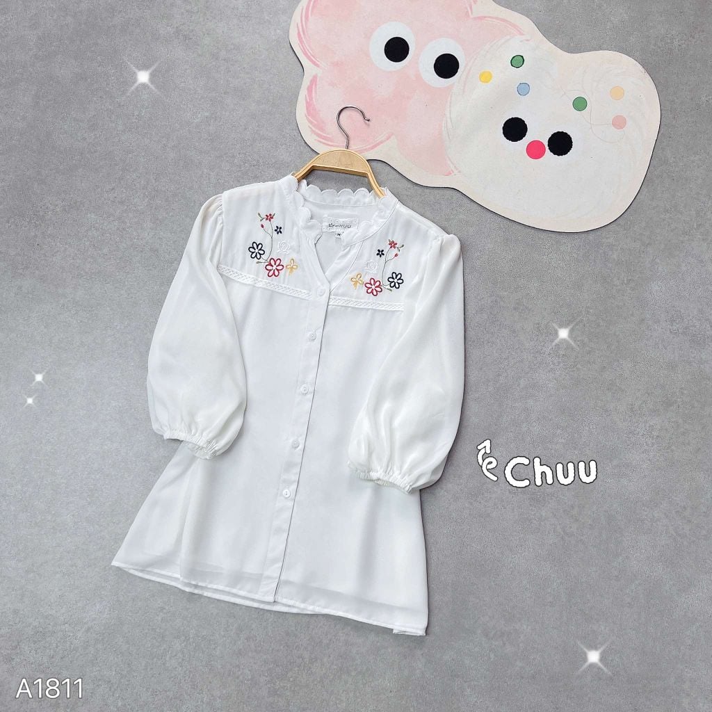 Áo Sơ Mi Thêu Vườn Hoa Nở AT9001.1811