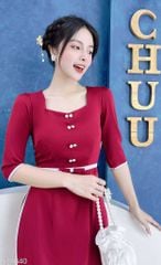 Áo Dài Nút Đôi Eo Nơ AD1640 (áo lẻ)