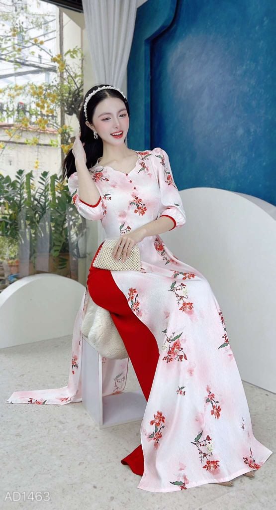 Áo Dài Cổ Sóng Valley AD1463 (áo lẻ)