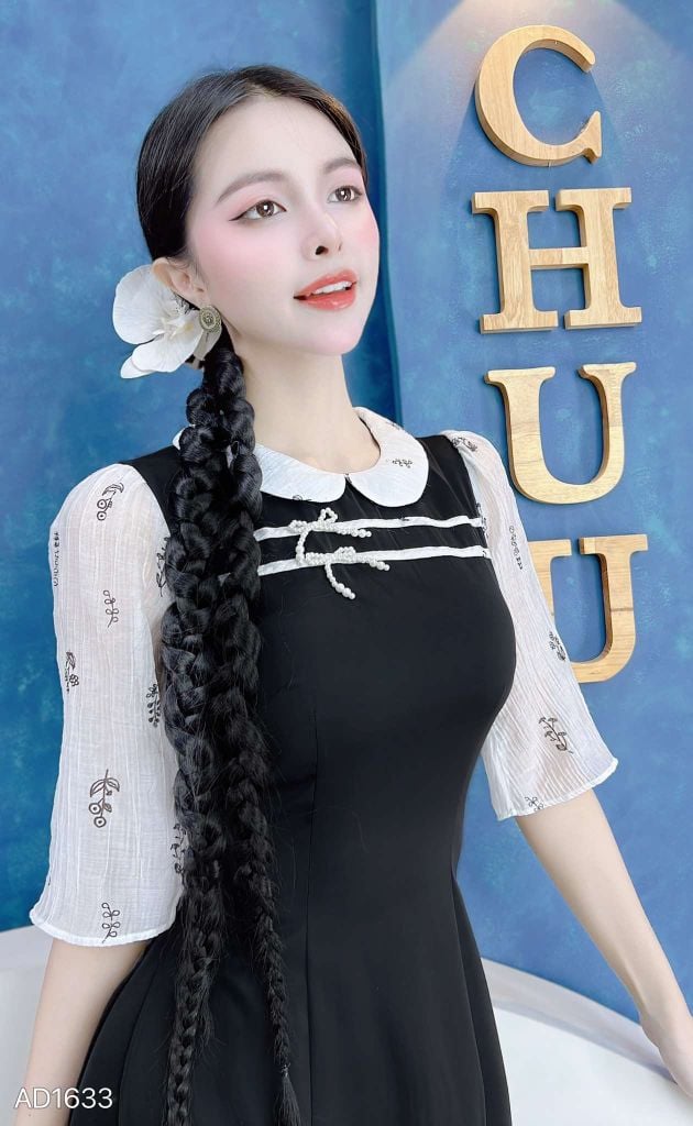 Áo Dài Cổ Sen Tulip AD1633 (áo lẻ)