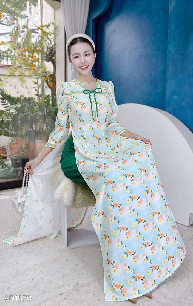 Áo Dài Cổ Tim Cầu Vòng AD9002.1670 (áo lẻ)