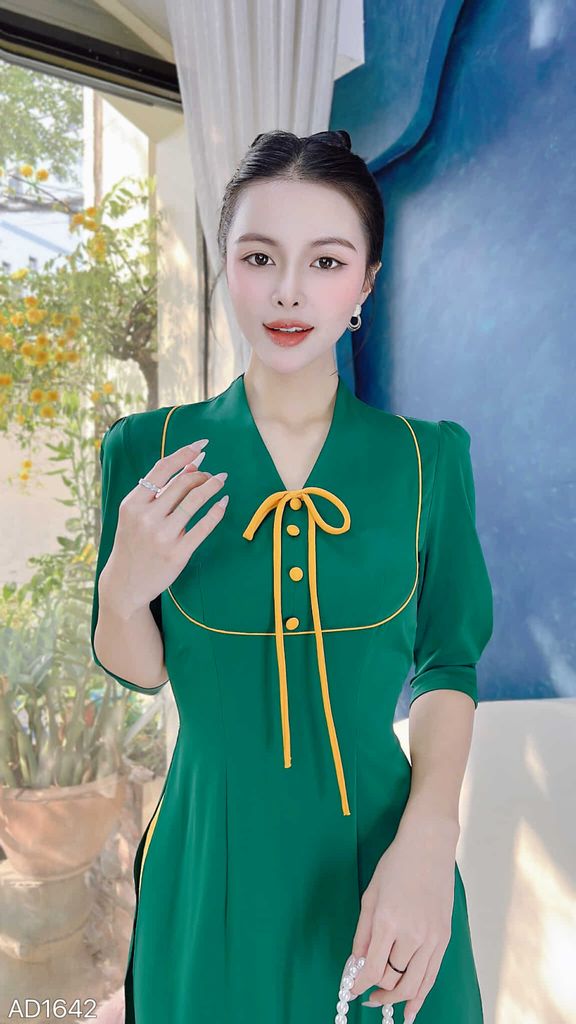 Áo Dài Cổ Tym Nút Bọc AD1642 (áo lẻ)