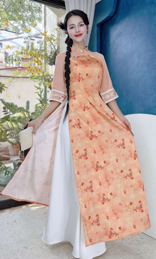 Áo Dài Tay Ren Tô Châu AD1513 (áo lẻ)