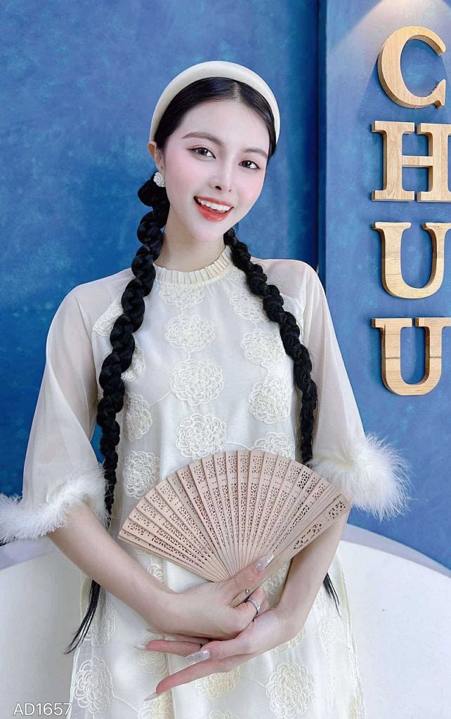 Áo Dài 4T Tay Tuyết 128cm AD1657 (áo lẻ)