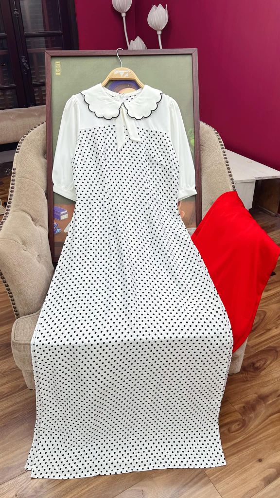 Áo Dài Bi Cổ Sóng AD9002.1580 (áo lẻ)