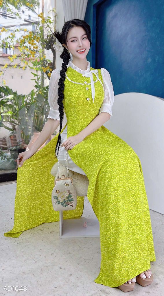 Áo Dài Nơ Tô Châu AD1648 (áo lẻ)