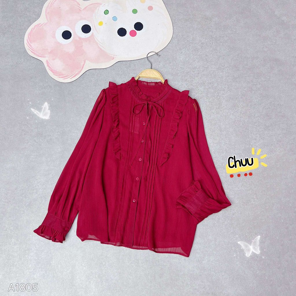 Áo Tơ Cổ Li Violet A1805