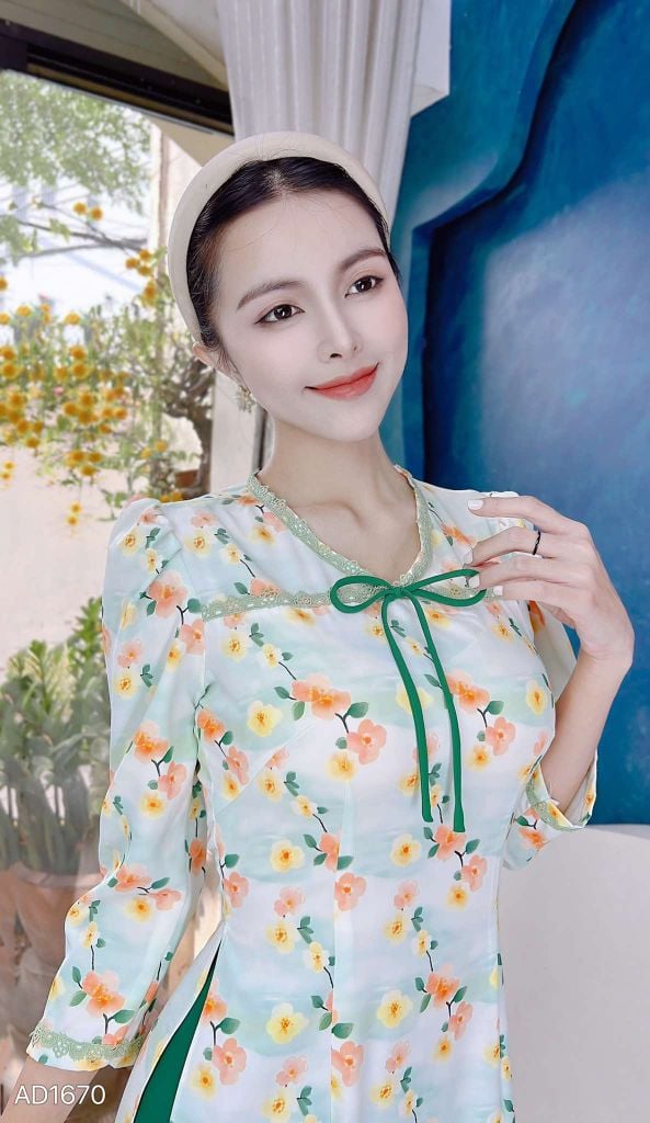 Áo Dài Cổ Tim Cầu Vòng AD9002.1670 (áo lẻ)