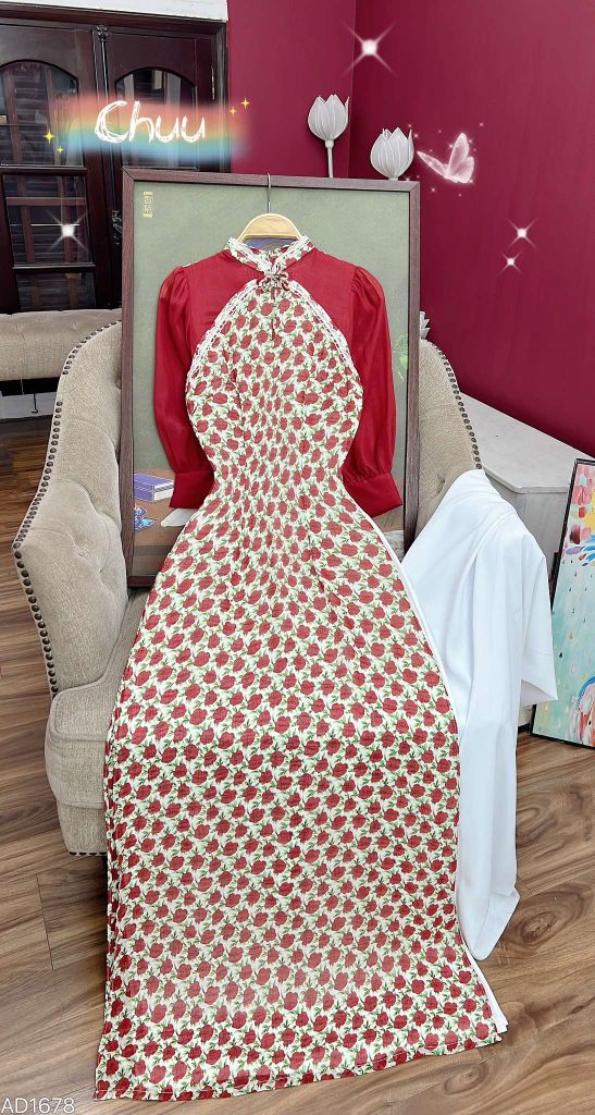 Áo Dài 4T Hoa Điểm Mười AD1678 (áo lẻ)