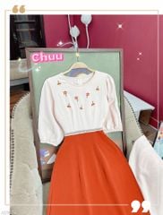 Áo Dài Hoa Thêu Nối Eo AD9001.1676 (áo lẻ)