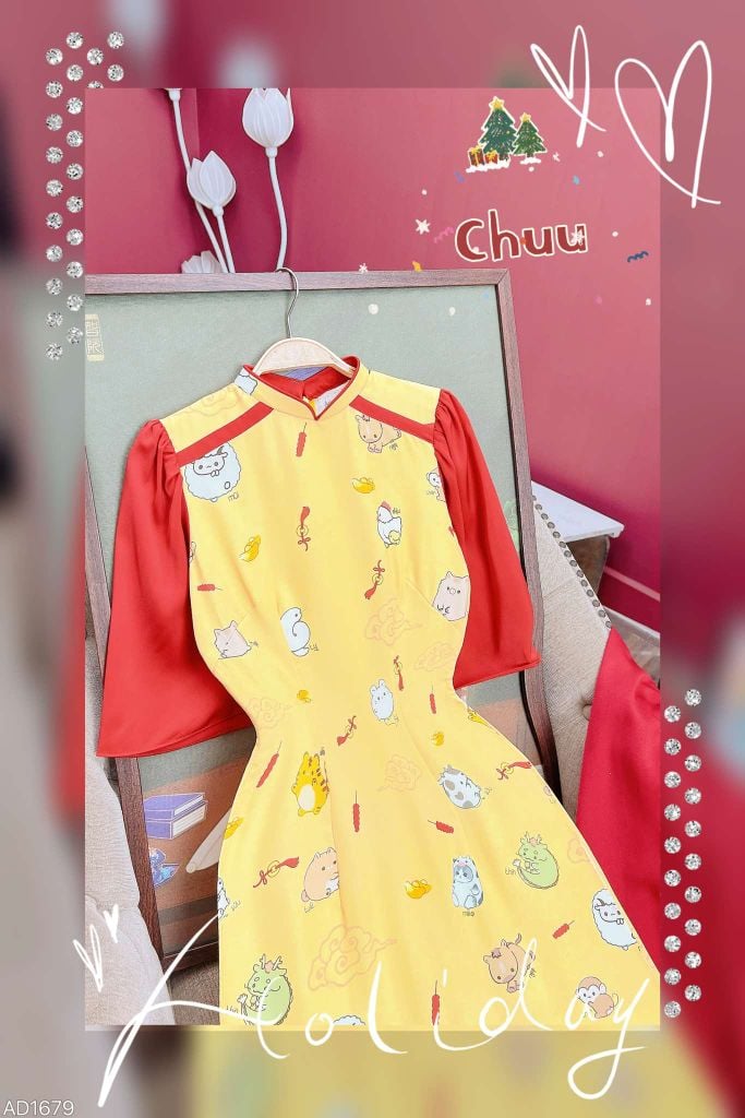 Áo Dài Hồ Lô May Mắn AD1679 (áo lẻ)