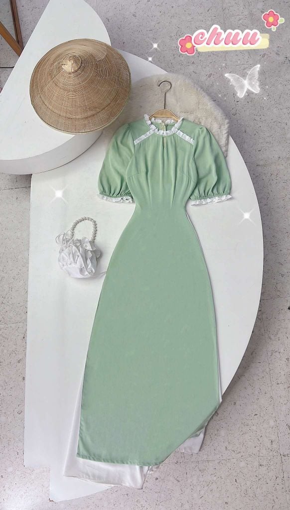 Áo Dài Tằm Ren Boi 129cm AD1523 (áo lẻ)