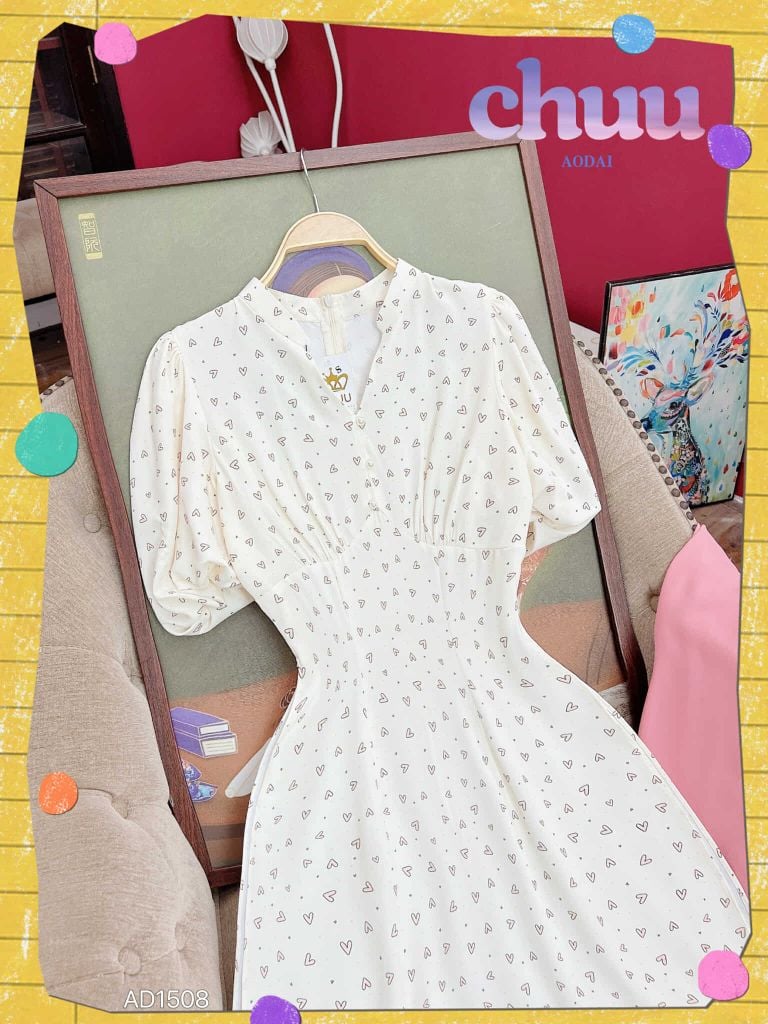 Áo Dài Cổ Kim Cương Bi AD9002.1508 (áo lẻ)