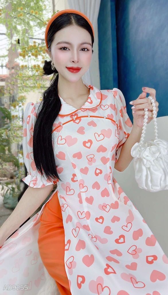 Áo Dài Cổ Sen Sao Mộc AD9255 (áo lẻ)