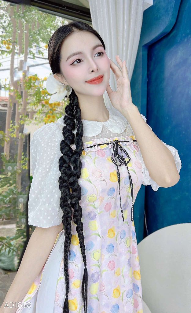Áo Dài Cổ Sen Tay Tuyết AD9002.1658 (áo lẻ)