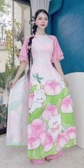 Áo Dài Thỏ Và Tulip AD1683 (áo lẻ)