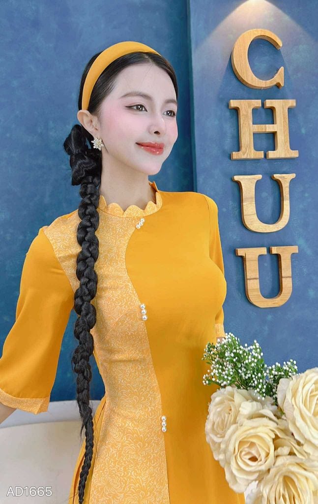 Áo Dài Cổ Lượn Tam Ngọc AD9003.1665 (áo lẻ)