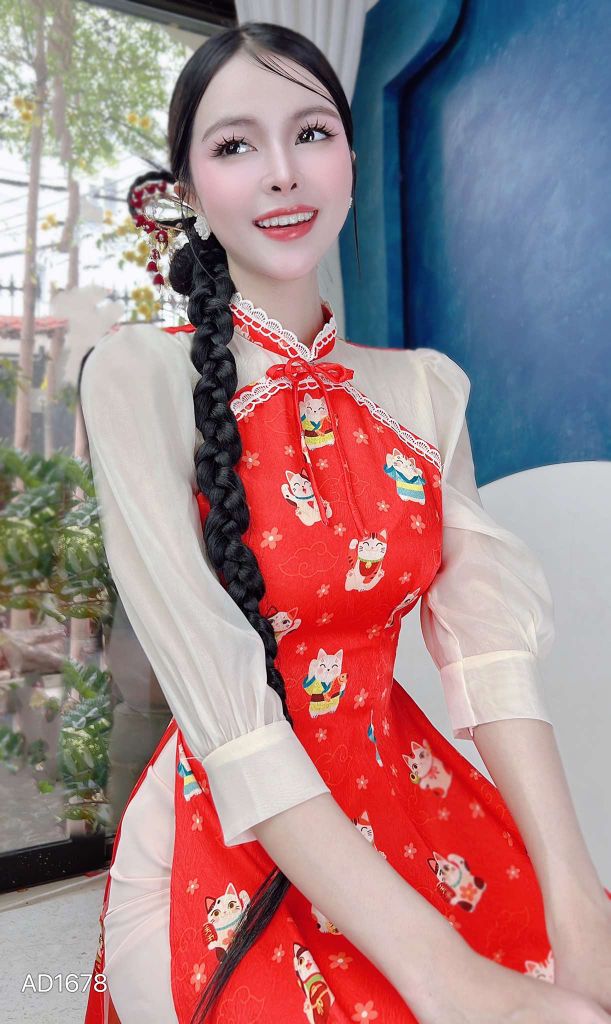 Áo Dài Hoa Điểm Mười AD1678 (áo lẻ)