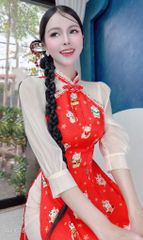 Áo Dài Hoa Điểm Mười AD1678 (áo lẻ)