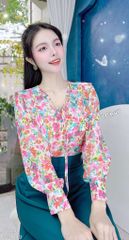 Áo Hoa Bèo Nơ Đôi A1798