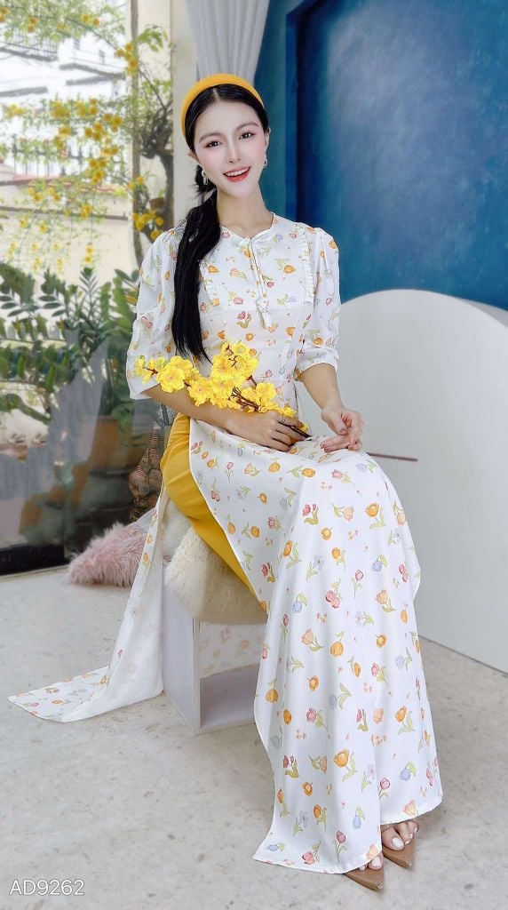 Áo Dài Nơ Nụ Bông AD9262 (áo lẻ)