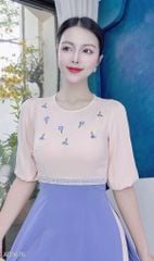 Áo Dài Hoa Thêu Nối Eo AD9001.1676 (áo lẻ)