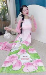 Áo Dài Thỏ Và Tulip AD1683 (áo lẻ)