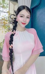 Áo Dài Thỏ Và Tulip AD1683 (áo lẻ)