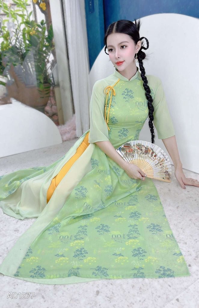Áo Dài 4 Tà Thê Húc AD9003.1677 (áo lẻ)