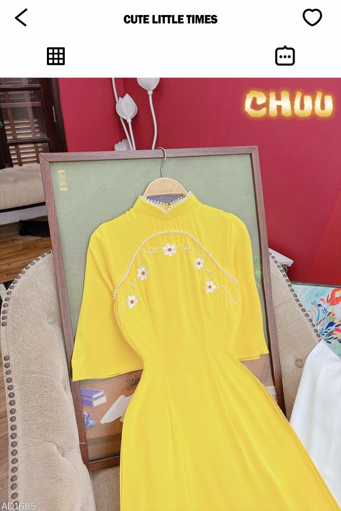 Áo Dài Hoa Mai Rừng AD1685 (áo lẻ)