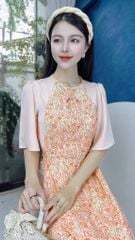 Áo Dài Hoa Yếm Đào AD2690 (áo lẻ)