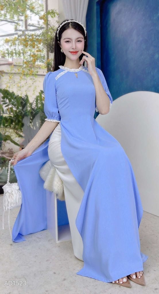 Áo Dài Tằm Ren Boi 129cm AD1523 (áo lẻ)
