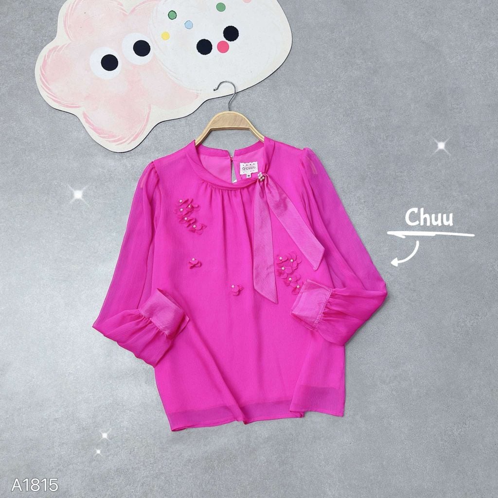 Áo Hoa Rơi Nơ Lệch A1815