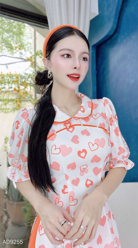 Áo Dài Cổ Sen Sao Mộc AD9255 (áo lẻ)