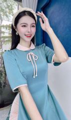Áo Dài Cổ Sen Nơ Đá AD1688 (áo lẻ)