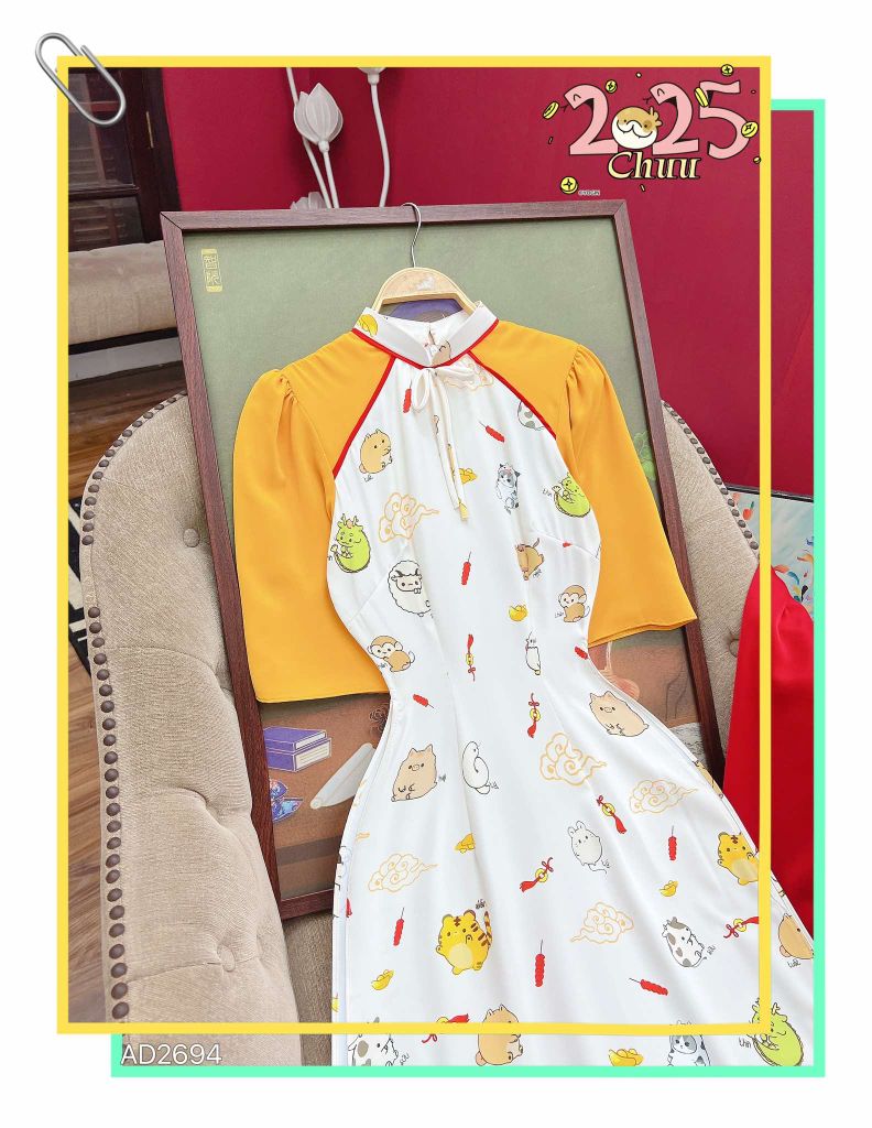 Áo Dài Con Giáp Mini AD2694 (áo lẻ)
