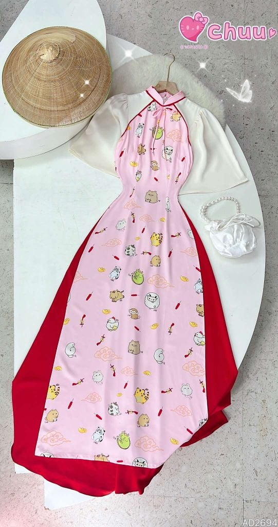 Áo Dài Con Giáp Mini AD2694 (áo lẻ)