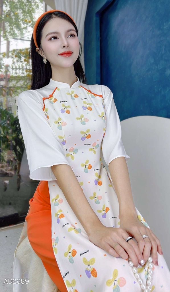 Áo Dài Nút Bọc Đối Xứng AD2689 (áo lẻ)