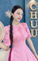 Áo Dài Cổ Cườm Mai Xanh AD9001.2702 (áo lẻ)