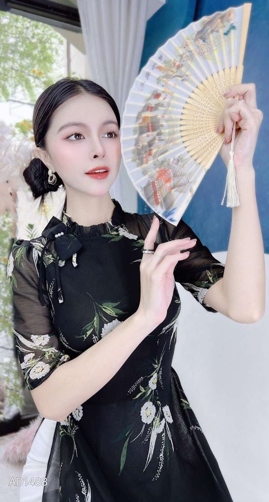 Áo Dài 4 Tà Nơ Vuông Thanh Nhã AD9003.1488 (áo lẻ)