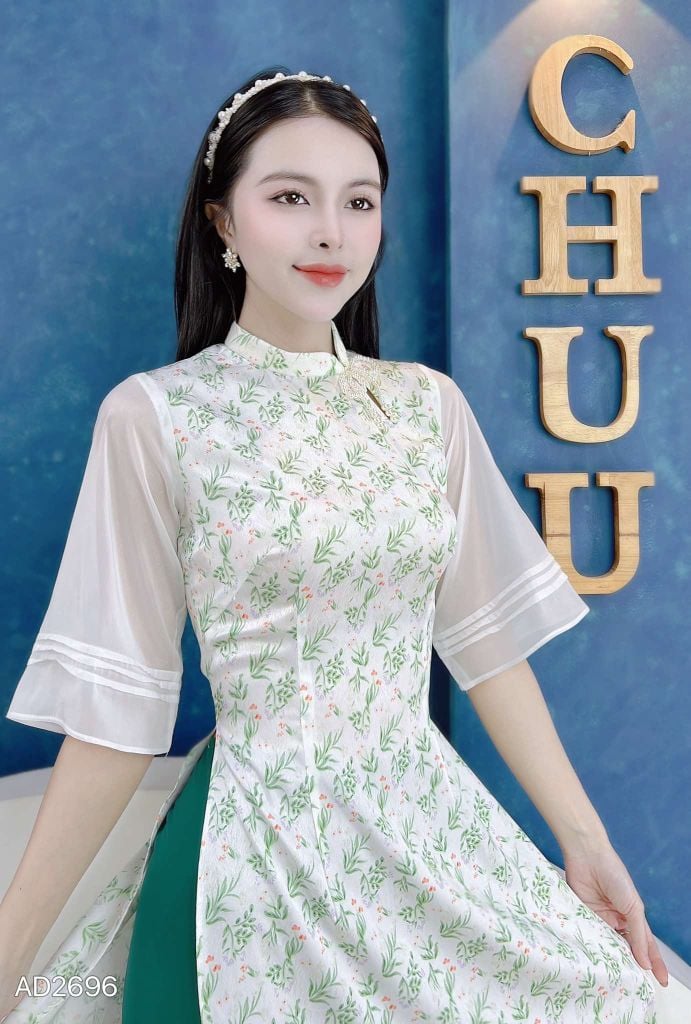 Áo Dài Tay Tơ 3 Li AD9003.2696 (áo lẻ)