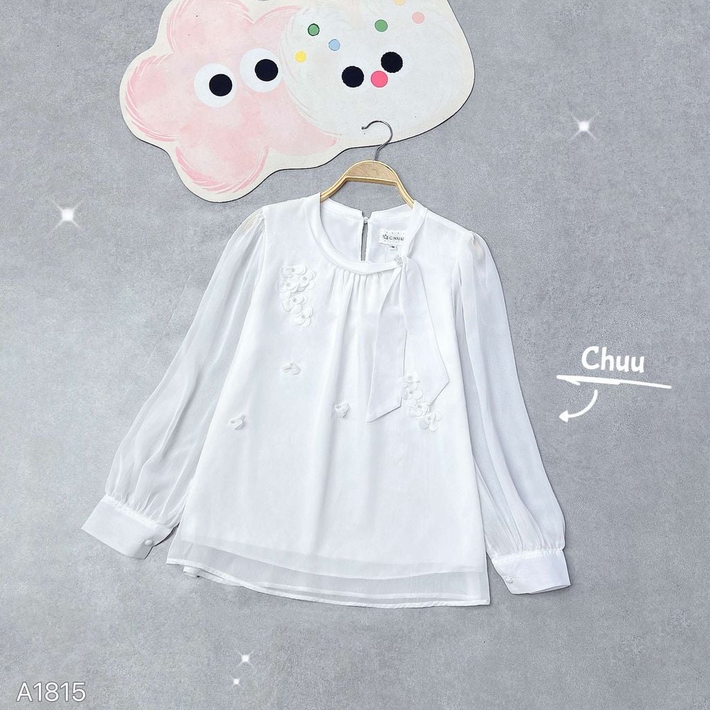 Áo Hoa Rơi Nơ Lệch A1815