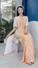 Áo Dài Hoa Yếm Đào AD2690 (áo lẻ)