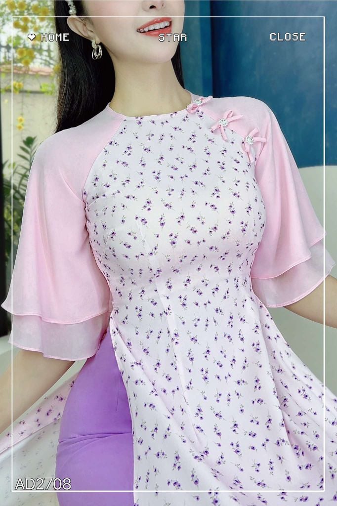 Áo Dài Nơ Ve Sầu AD2708 (áo lẻ)