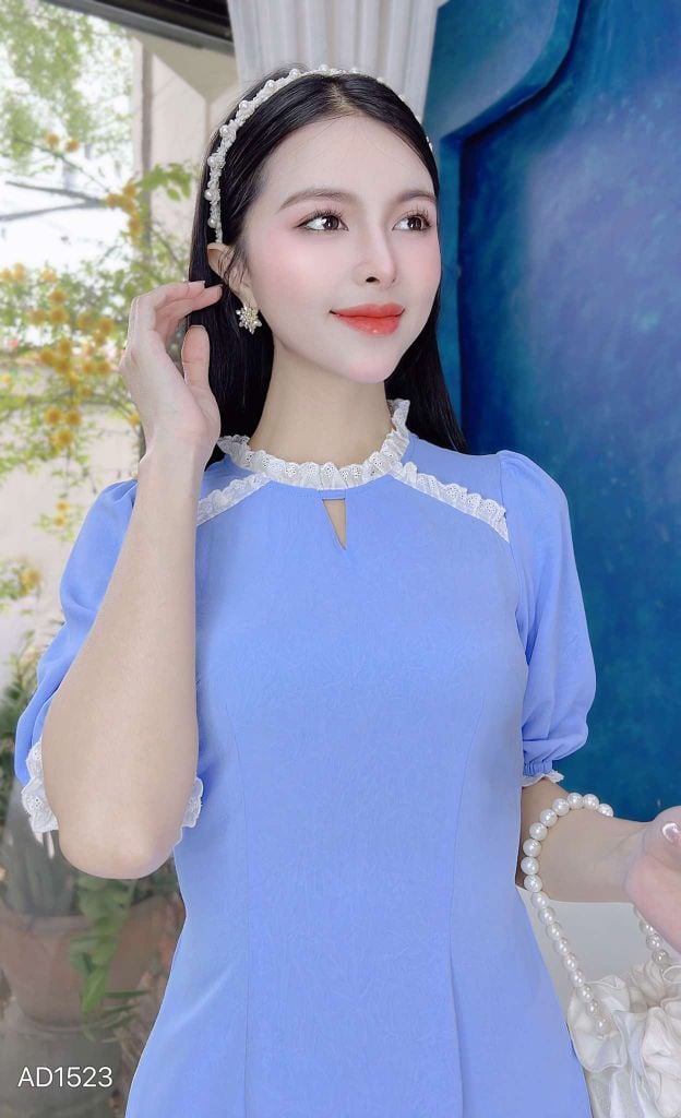 Áo Dài Tằm Ren Boi 129cm AD1523 (áo lẻ)