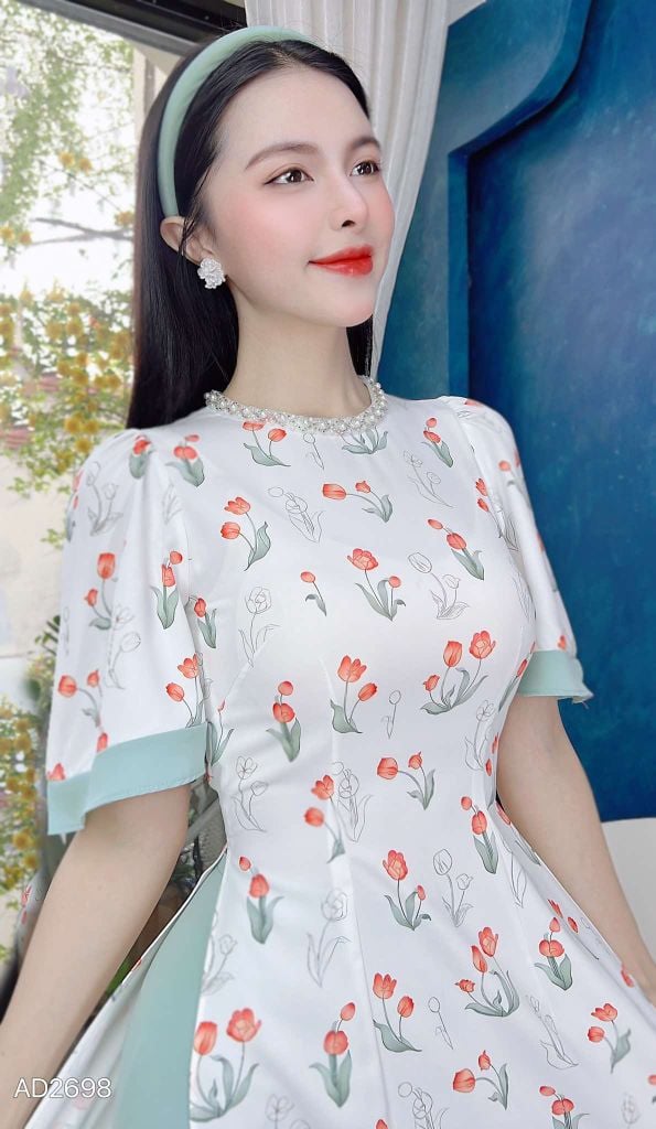 Áo Dài Cổ Kiềng Milan AD9002.2698 (áo lẻ)