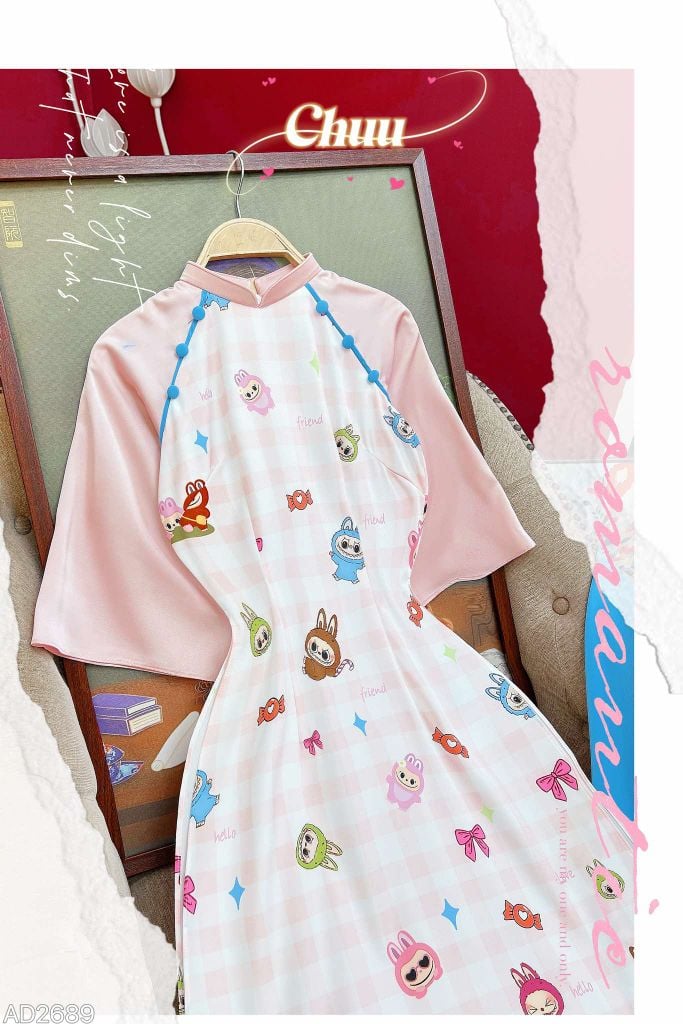 Áo Dài Nút Bọc Đối Xứng AD2689 (áo lẻ)